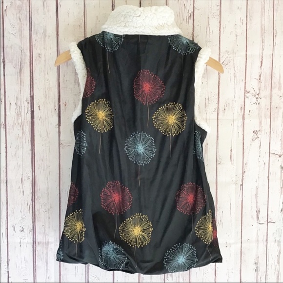 🎉HP🎉NWT Black Reversible Fleece Sherpa Trimmed Vest Sz M - Picture 8 of 12